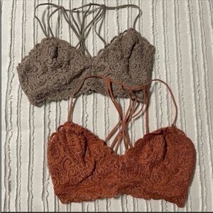 NWOT Wishlist set of two lace strappy back bralettes. Size Small.